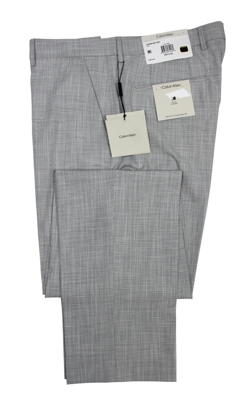 Calvin Klein Jace Dress Pants Mens 34x32 Light Grey Slim Fit Flat Front Stretch